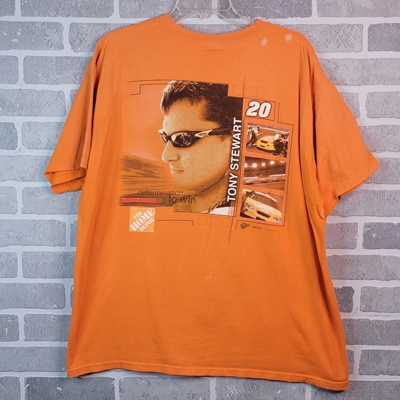 Tony Stewart Home Depo Thrashed Racing Shirt Cut Tag Men's See Measurements - Picture 8 of 15